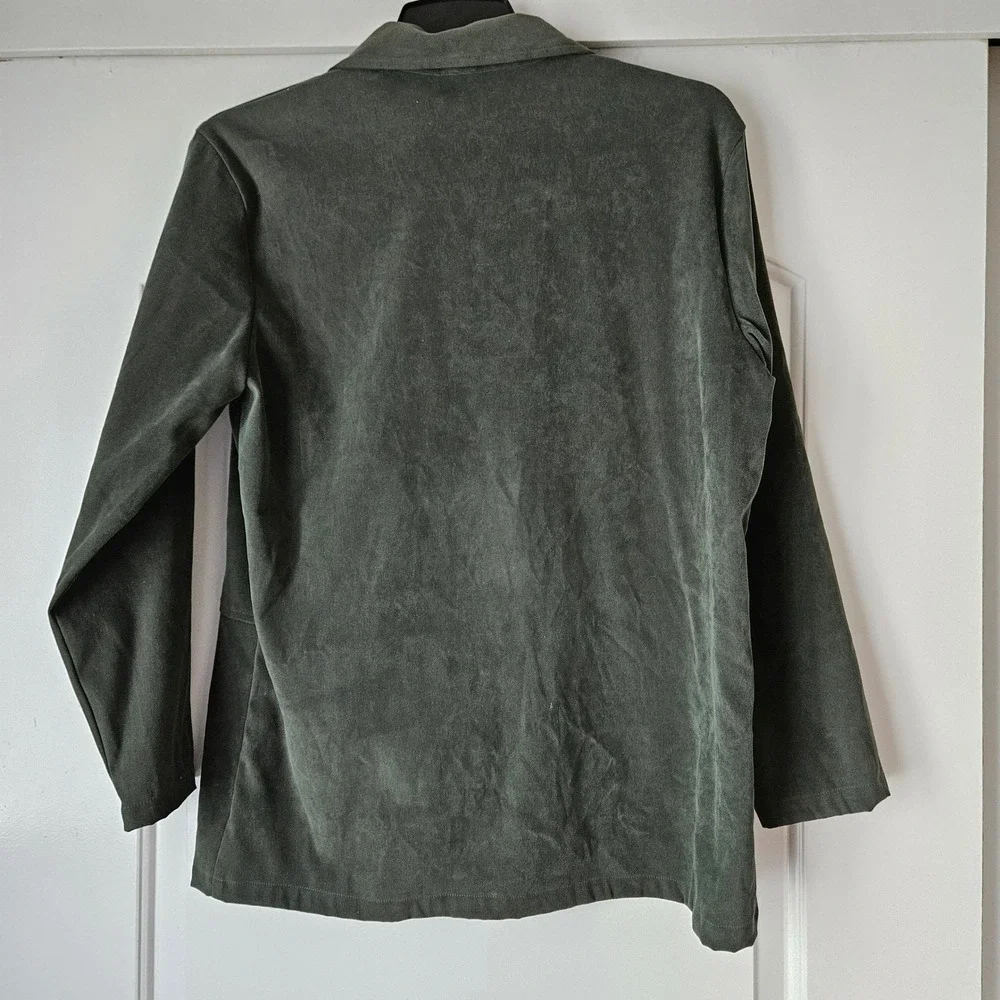 Vintage Joanna Jacket Women Medium Green Stretch Western Boho Festival Zip Up‎